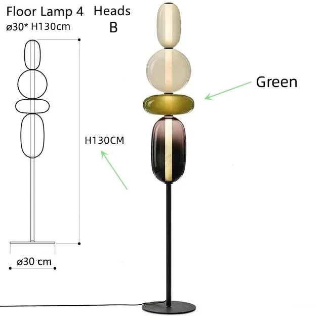 Lampe de sol "Kazahana" – Luminaire Design LED Verre Coloré Style Japonais Moderne