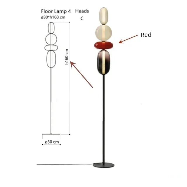 Lampe de sol "Shizuku"– Luminaire Design LED Verre Coloré Style Japonais Moderne