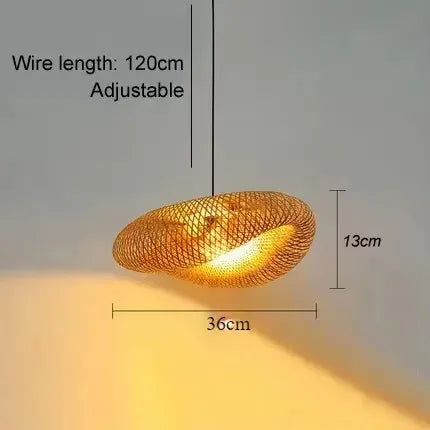 Suspension "Take Hikari" – Lampe Suspendue en Bambou Tressé Style Japonais Naturel