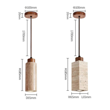 Suspension "Ishi Kō" – Lampe Pendante en Pierre Travertin Style Japonais Wabi-Sabi