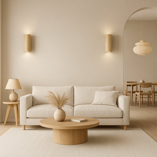 Applique Murale "Koke" – Travertin Jaune | Lumière Douce & Style Wabi-Sabi Japonais