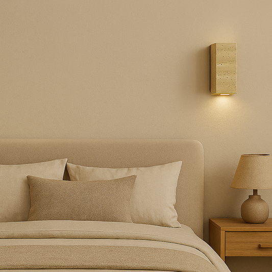 Applique Murale "Maruishi" – Travertin Jaune | Lumière Douce & Style Wabi-Sabi Japonais