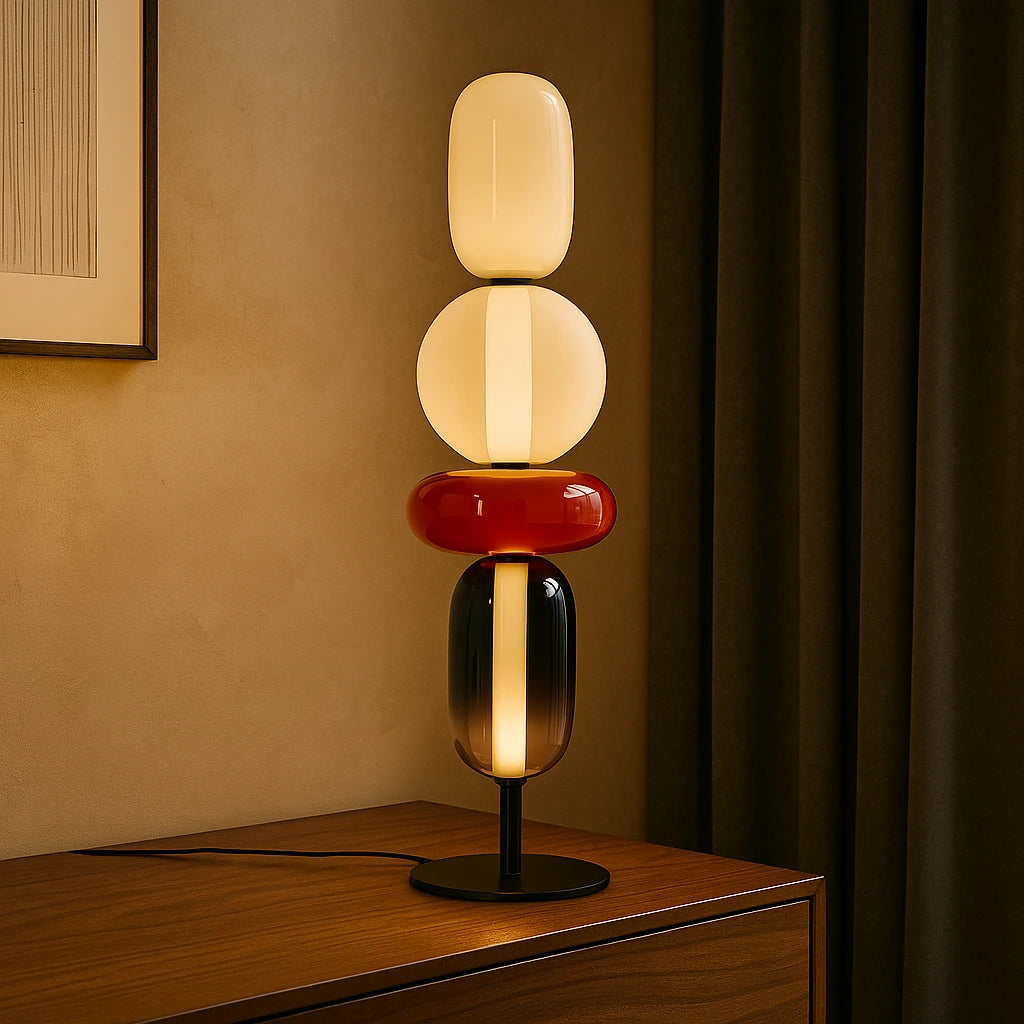 Lampe de Table “Miharu” – Luminaires 4 Têtes en Verre Soufflé – Design Floral Japonisant