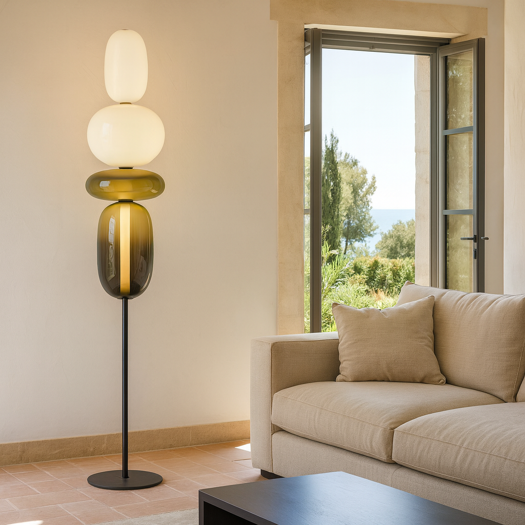Lampe de sol "Shizuku"– Luminaire Design LED Verre Coloré Style Japonais Moderne