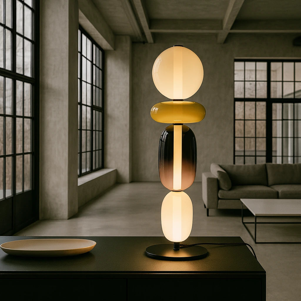 Lampe de table "Yoru no Hana" – Luminaire Design LED Verre Coloré Style Japonais Moderne