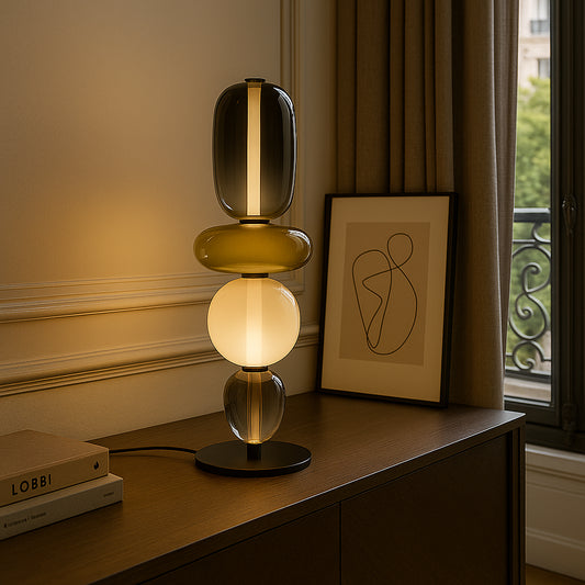 Lampe de table "Yoru no Hana" – Luminaire Design LED Verre Coloré Style Japonais Moderne