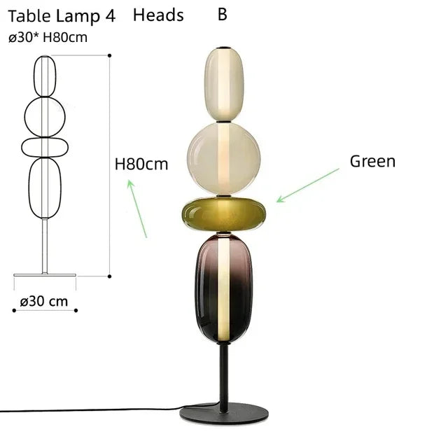 Lampe de Table “Miharu” – Luminaires 4 Têtes en Verre Soufflé – Design Floral Japonisant