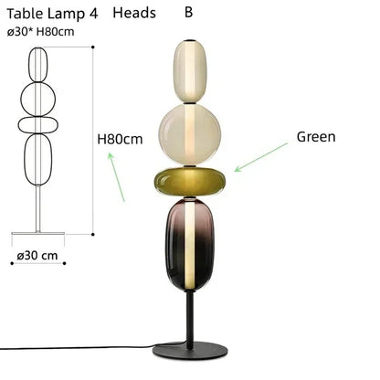Lampe de Table “Miharu” – Luminaires 4 Têtes en Verre Soufflé – Design Floral Japonisant