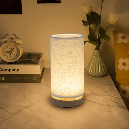 Lampe de Table "Shinrin Kō" – Lampe de Chevet LED Bois et Lin Style Japonais Minimaliste