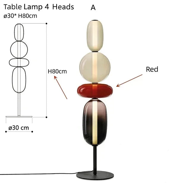 Lampe de Table “Miharu” – Luminaires 4 Têtes en Verre Soufflé – Design Floral Japonisant