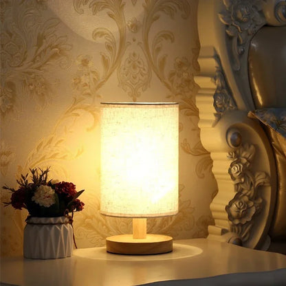 Lampe de chevet "Yoru" – Éclairage LED USB en Lin et Bois, Style Japonais Minimaliste
