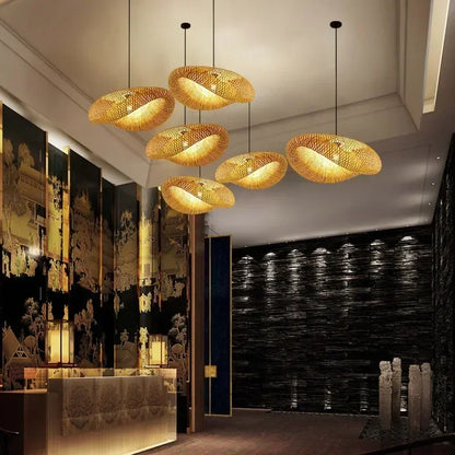 Suspension "Take Hikari" – Lampe Suspendue en Bambou Tressé Style Japonais Naturel