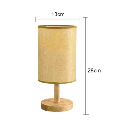 Lampe de chevet "Yoru" – Éclairage LED USB en Lin et Bois, Style Japonais Minimaliste