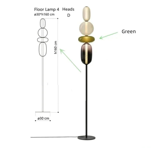 Lampe de sol "Shizuku"– Luminaire Design LED Verre Coloré Style Japonais Moderne