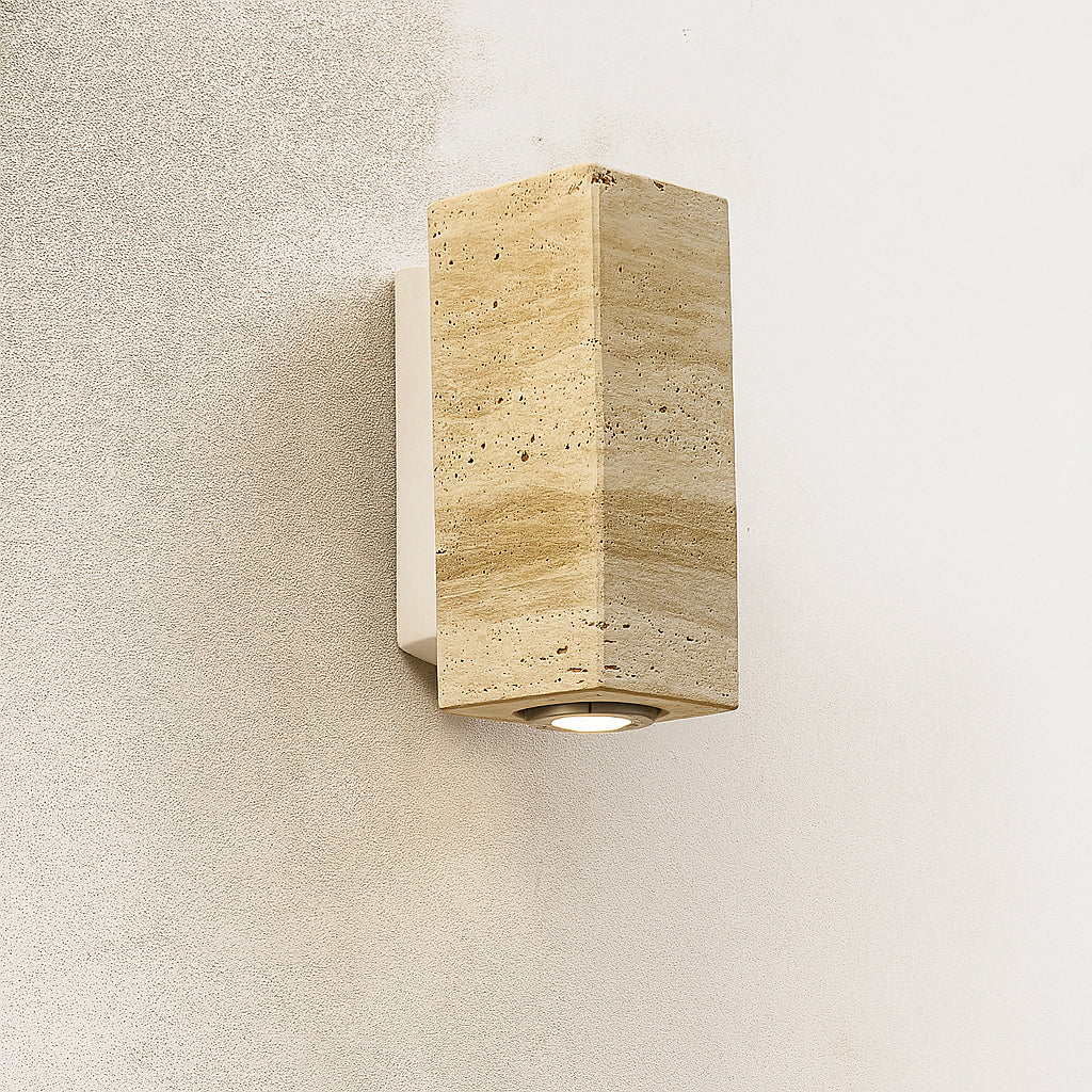 Applique Murale "Ishiya" – Travertin Jaune | Lumière Douce & Style Wabi-Sabi Japonais