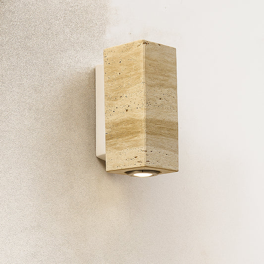 Applique Murale "Ishiya" – Travertin Jaune | Lumière Douce & Style Wabi-Sabi Japonais