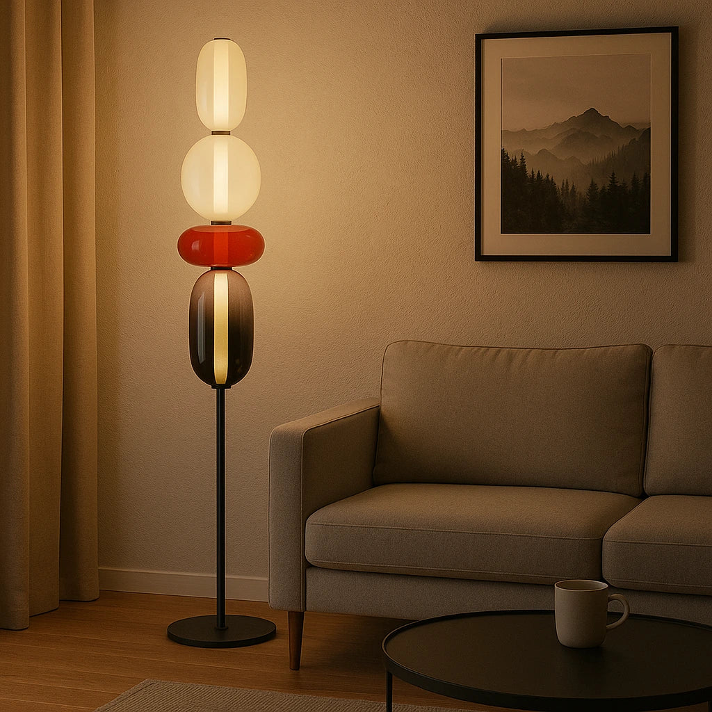 Lampe de sol "Kazahana" – Luminaire Design LED Verre Coloré Style Japonais Moderne