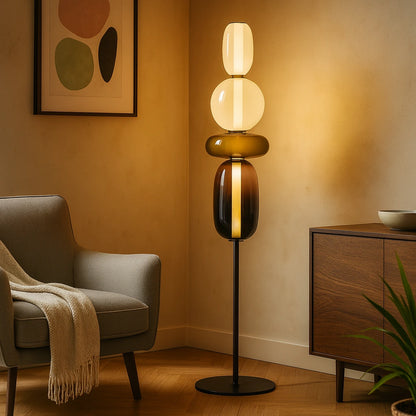 Lampe de sol "Kazahana" – Luminaire Design LED Verre Coloré Style Japonais Moderne