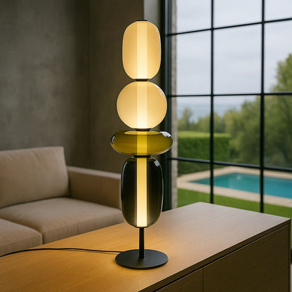 Lampe de Table “Miharu” – Luminaires 4 Têtes en Verre Soufflé – Design Floral Japonisant