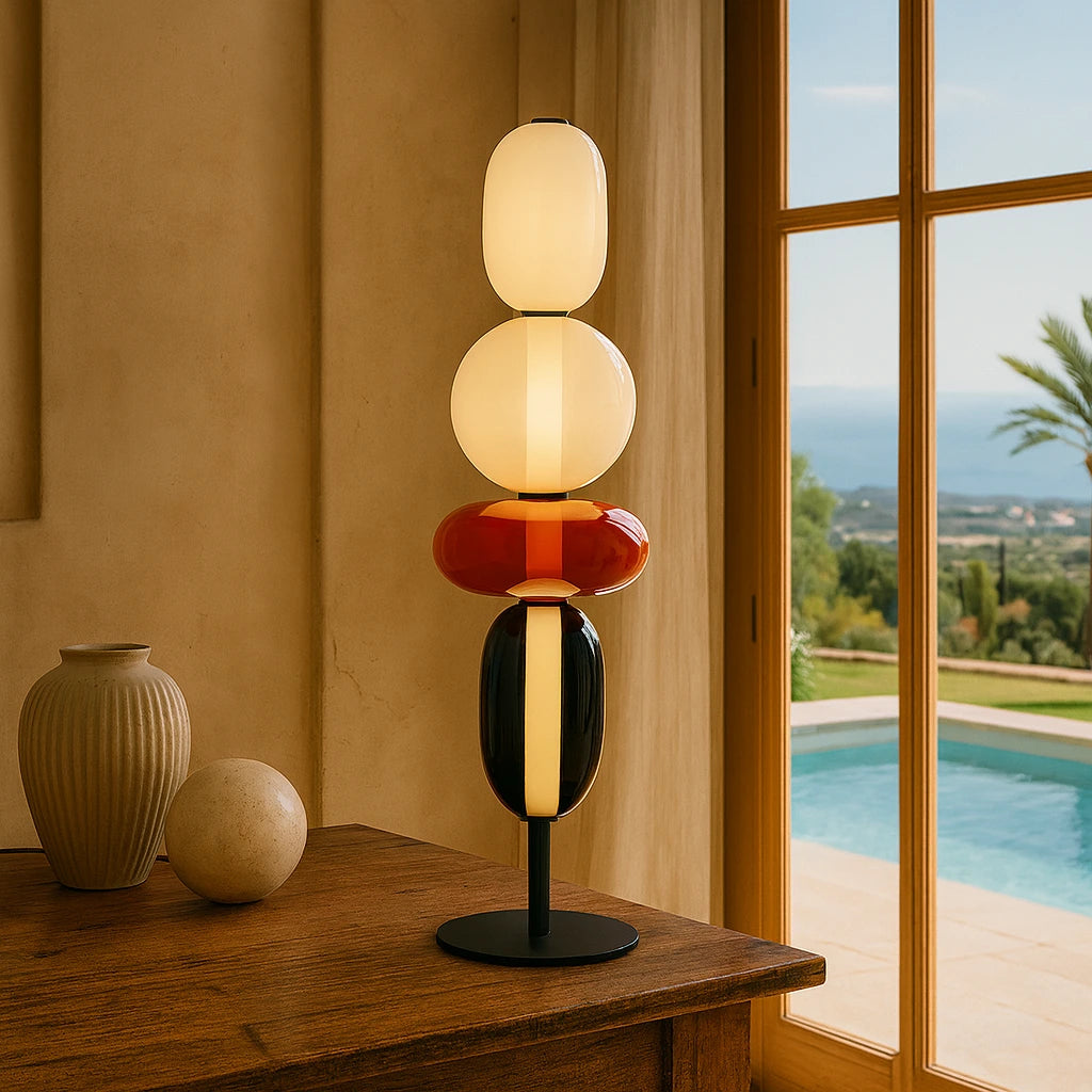 Lampe de Table “Miharu” – Luminaires 4 Têtes en Verre Soufflé – Design Floral Japonisant