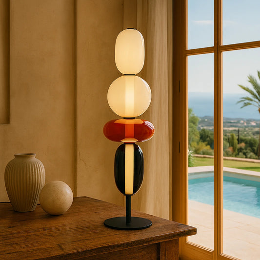 Lampe de Table “Miharu” – Luminaires 4 Têtes en Verre Soufflé – Design Floral Japonisant