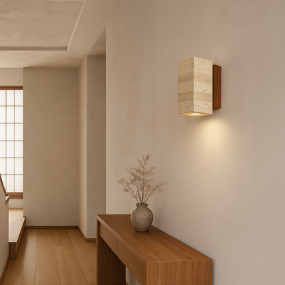 Applique Murale "Maruishi" – Travertin Jaune | Lumière Douce & Style Wabi-Sabi Japonais