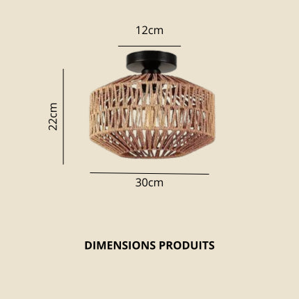 Plafonnier LED "Take Kasa" – Luminaire Tressé Style Japonais Naturel