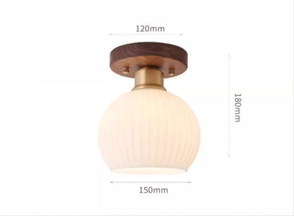 Plafonnier "Aoba" – Verre Soufflé & Bois | Élégance Naturelle Japandi