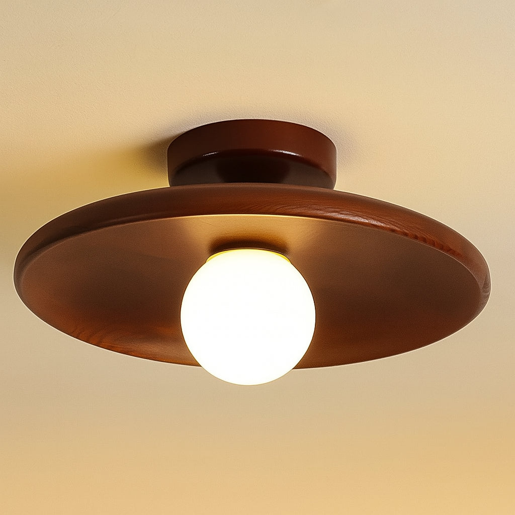 Plafonnier "Ki Maru" – Lampe LED Ronde en Bois Naturel Style Japonais Minimaliste