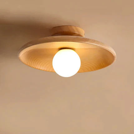 Plafonnier "Ki Maru" – Lampe LED Ronde en Bois Naturel Style Japonais Minimaliste