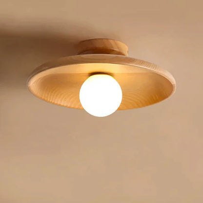 Plafonnier "Ki Maru" – Lampe LED Ronde en Bois Naturel Style Japonais Minimaliste