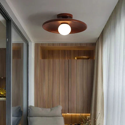 Plafonnier "Ki Maru" – Lampe LED Ronde en Bois Naturel Style Japonais Minimaliste