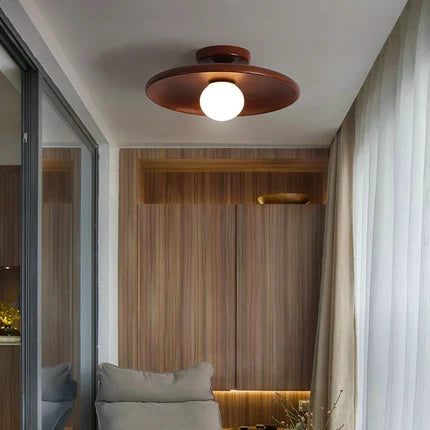 Plafonnier "Ki Maru" – Lampe LED Ronde en Bois Naturel Style Japonais Minimaliste