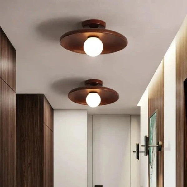 Plafonnier "Ki Maru" – Lampe LED Ronde en Bois Naturel Style Japonais Minimaliste