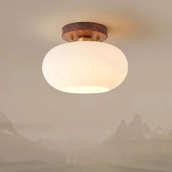 Plafonnier "Kumo" – Bois de Noyer | Design Wabi-Sabi & Ambiance Apaisante
