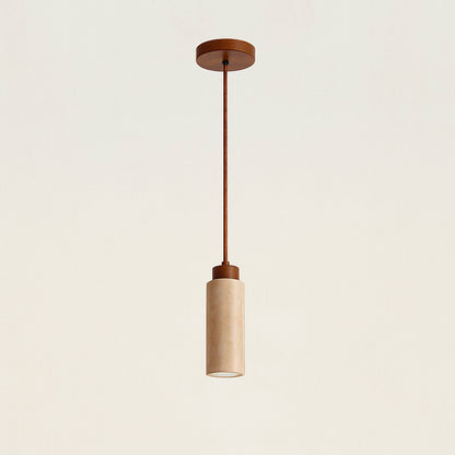 Suspension "Ishi Kō" – Lampe Pendante en Pierre Travertin Style Japonais Wabi-Sabi